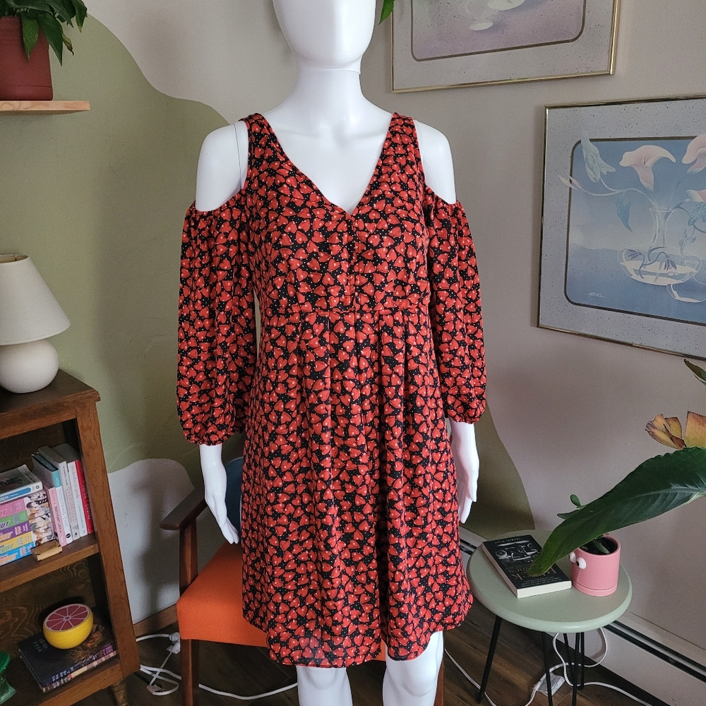Disney Alice Through The Looking Glass Wonderland Heart Cold Shoulder Dress SZ M